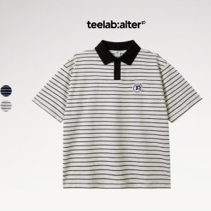￼Teelab Alter Relaxed Cotton Stripe Polo AP076